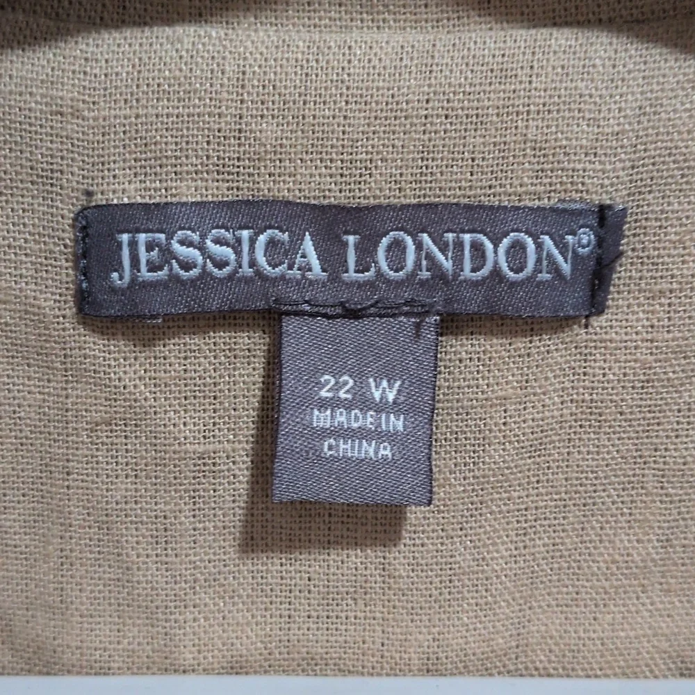 Jessica London Women's Linen Blend Tan Blazer Size 22W - Picture 2 of 6